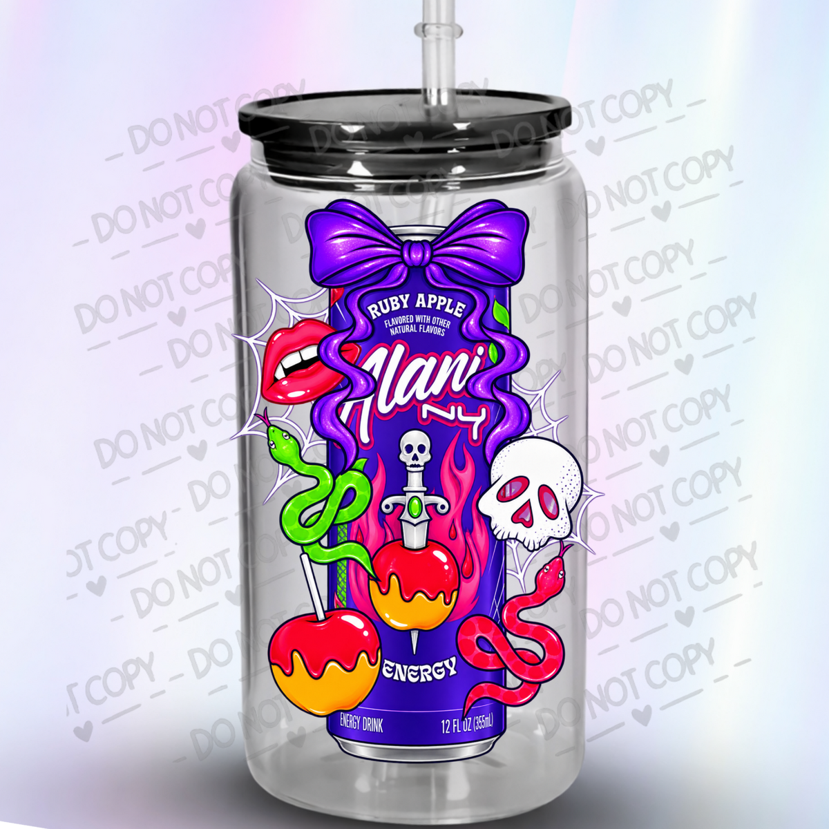 Alani Nu Ruby Apple Energy Can UV DTF Decal