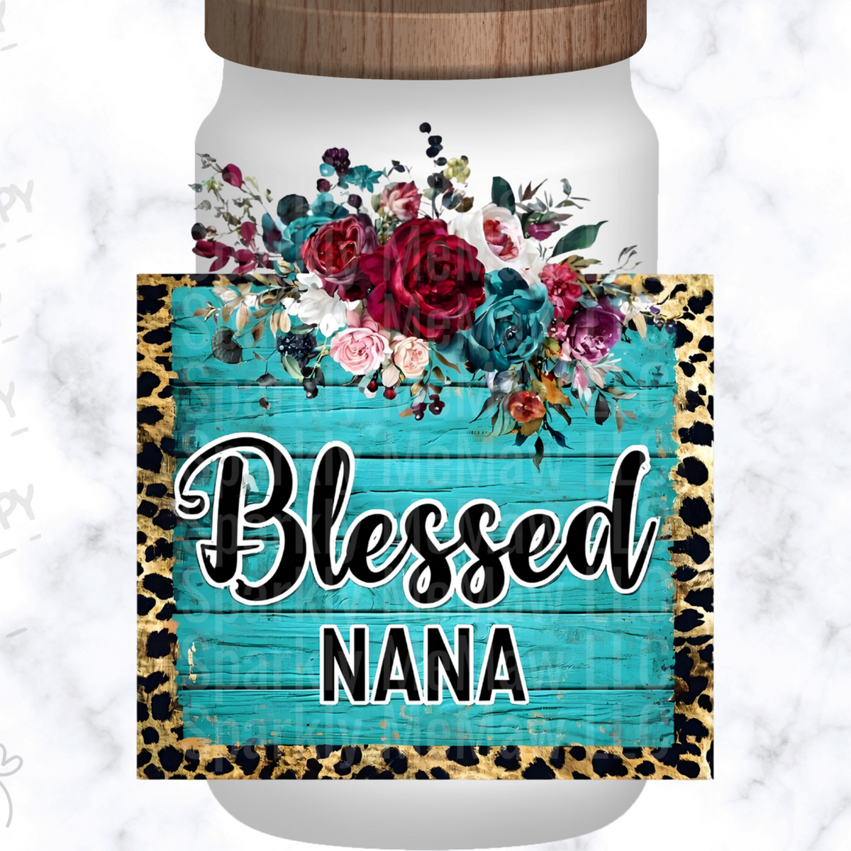 Blessed Nana Floral Leopard UV DTF Decal