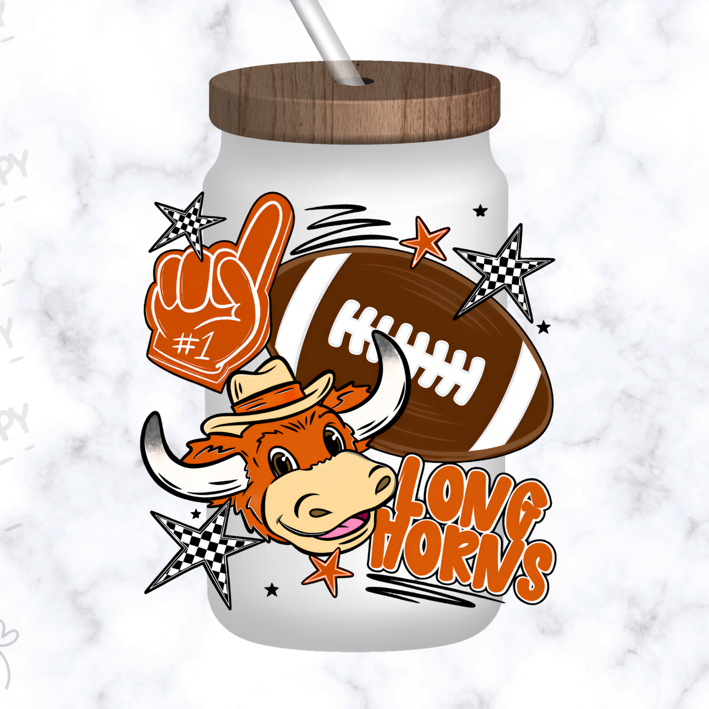 Longhorns Football Fan Mascot UV DTF Decal