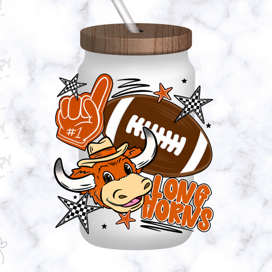 Longhorns Football Fan Mascot UV DTF Decal