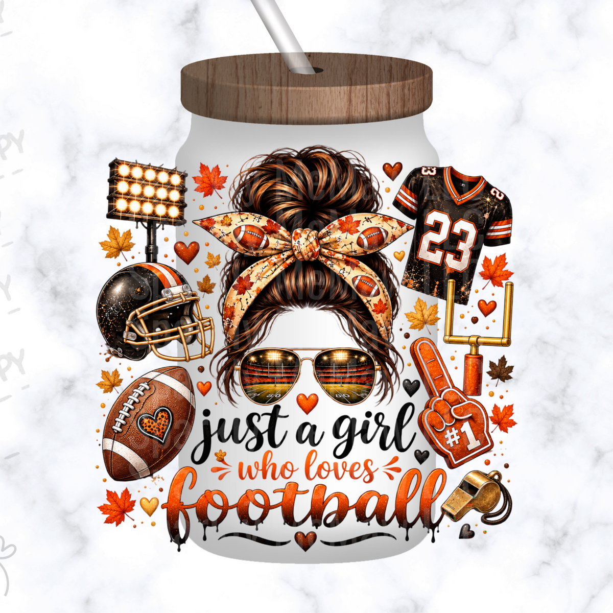Just A Girl Who Loves Football UV DTF Decal