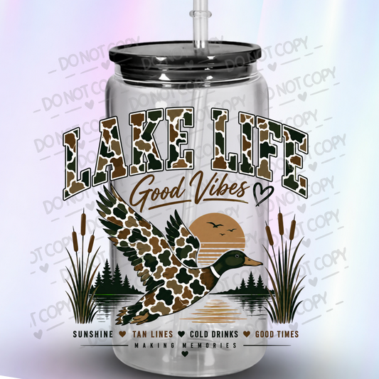 Lake Life Good Vibes Duck UV DTF Decal