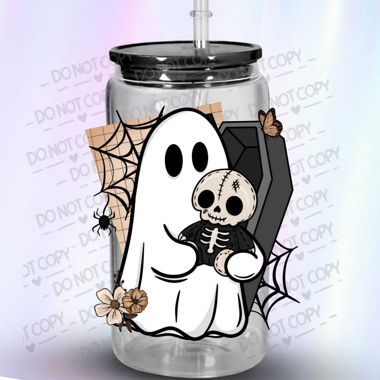 Cute Ghost Skeleton Coffin Halloween UV DTF Decal