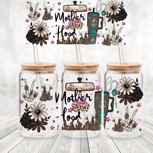 Mother Hood Western Cowgirl This is a UV DTF 16 oz Wrap