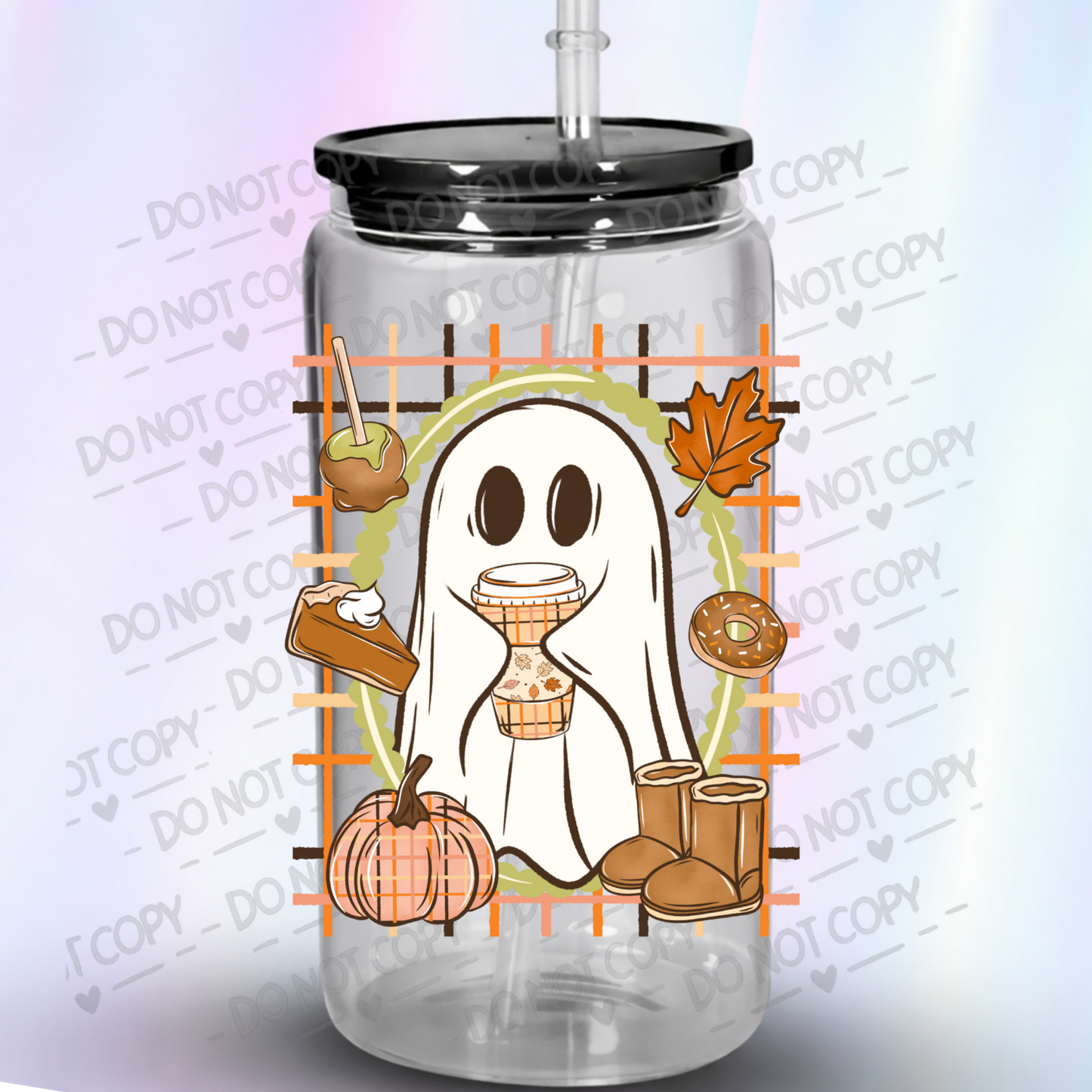 Cute Ghost Fall Vibes UV DTF Decal