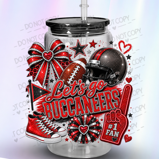 Let's Go Buccaneers Glitter Fan UV DTF Decal