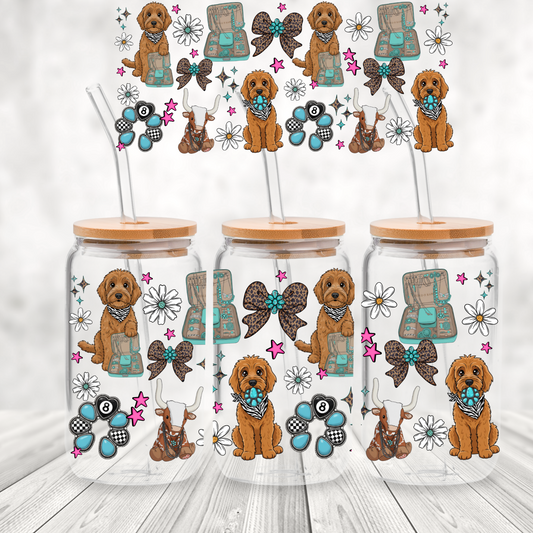 Goldendoodle Western Boho Gang UV DTF 16 oz Wrap