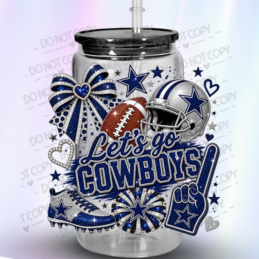 Let's Go Cowboys Glitter Collage UV DTF Decal