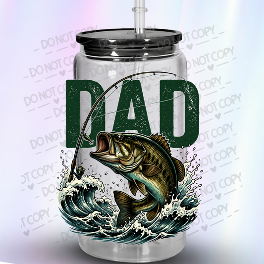 DAD Largemouth Bass Fishing UV DTF Decal