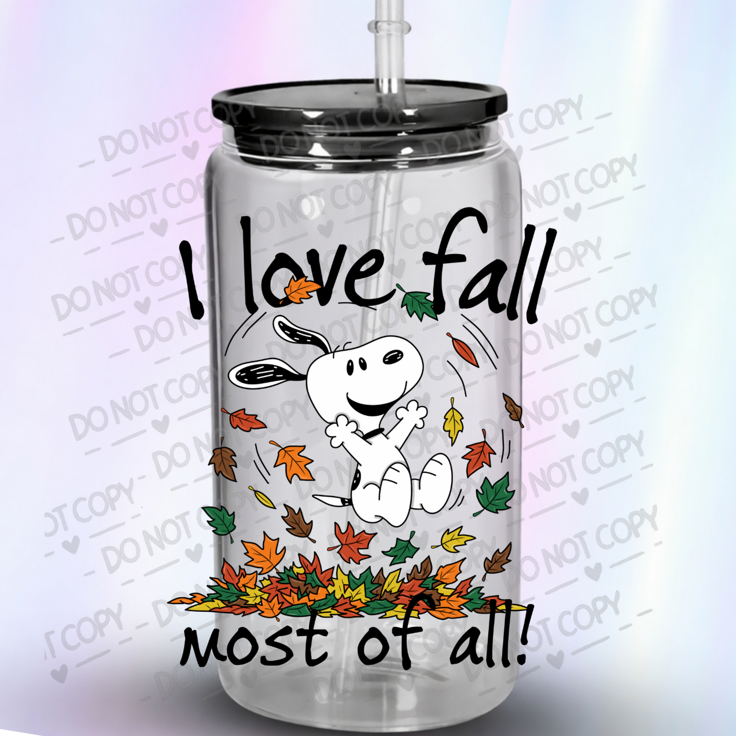 S I Love Fall Most UV DTF Decal