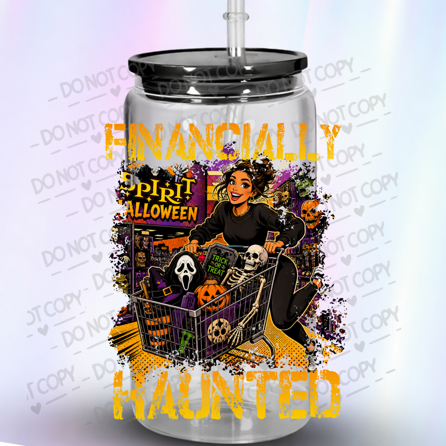Financially Haunted Halloween Shopper UV DTF Decal