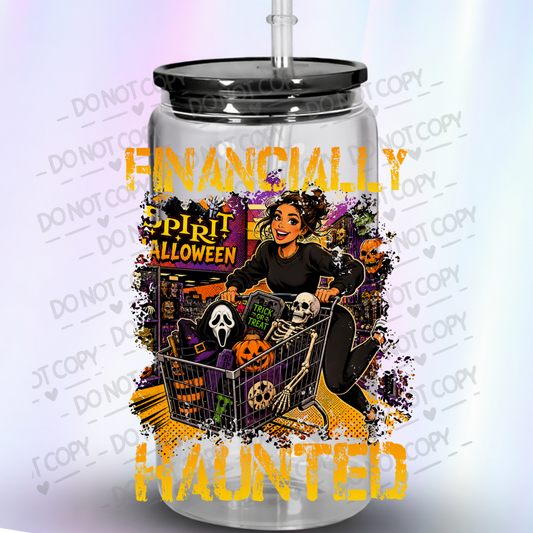 Financially Haunted Halloween Shopper UV DTF Decal