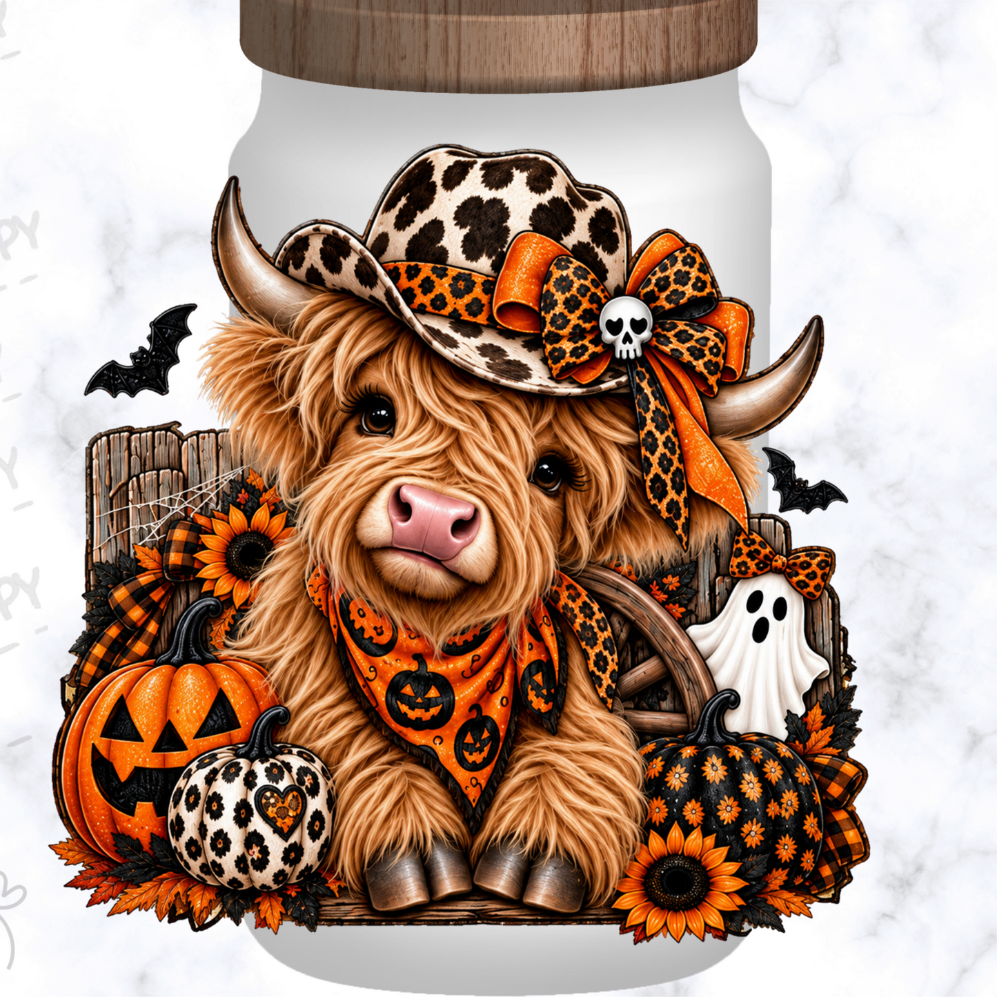 Cute Halloween Highland Cow UV DTF Decal