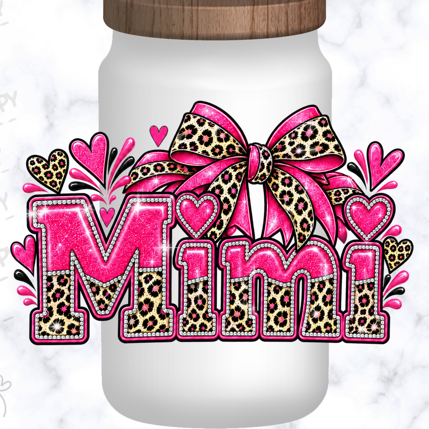 Mimi Leopard Bow Glitter UV DTF Decal