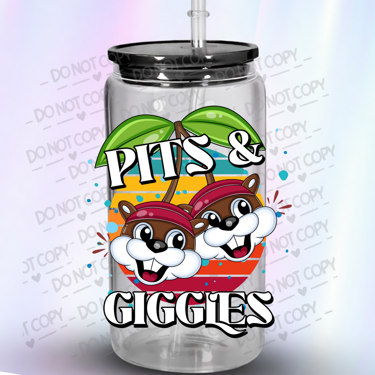 Pits & Giggles Chipmunk Cherries UV DTF Decal