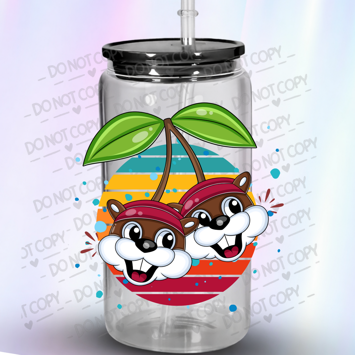 Cute Chipmunk Cherry Duo UV DTF Decal