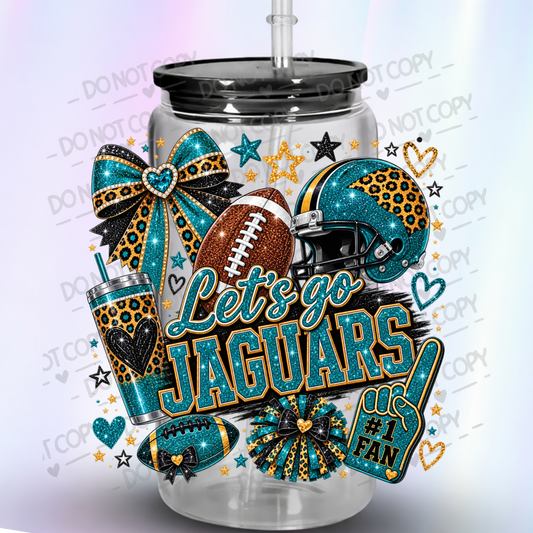 Let's Go Jaguars Fan Glitter UV DTF Decal