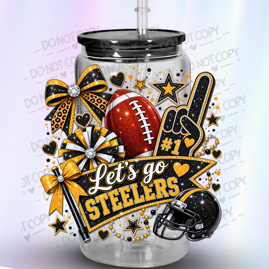 Let's Go Steelers Glitter Fan UV DTF Decal