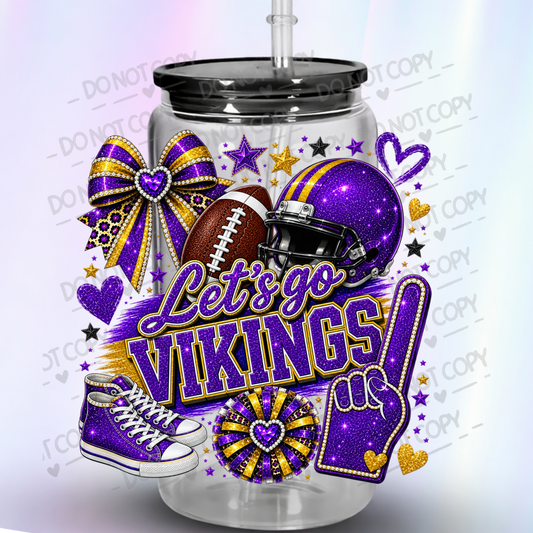 Let's Go Vikings Glitter Spirit UV DTF Decal