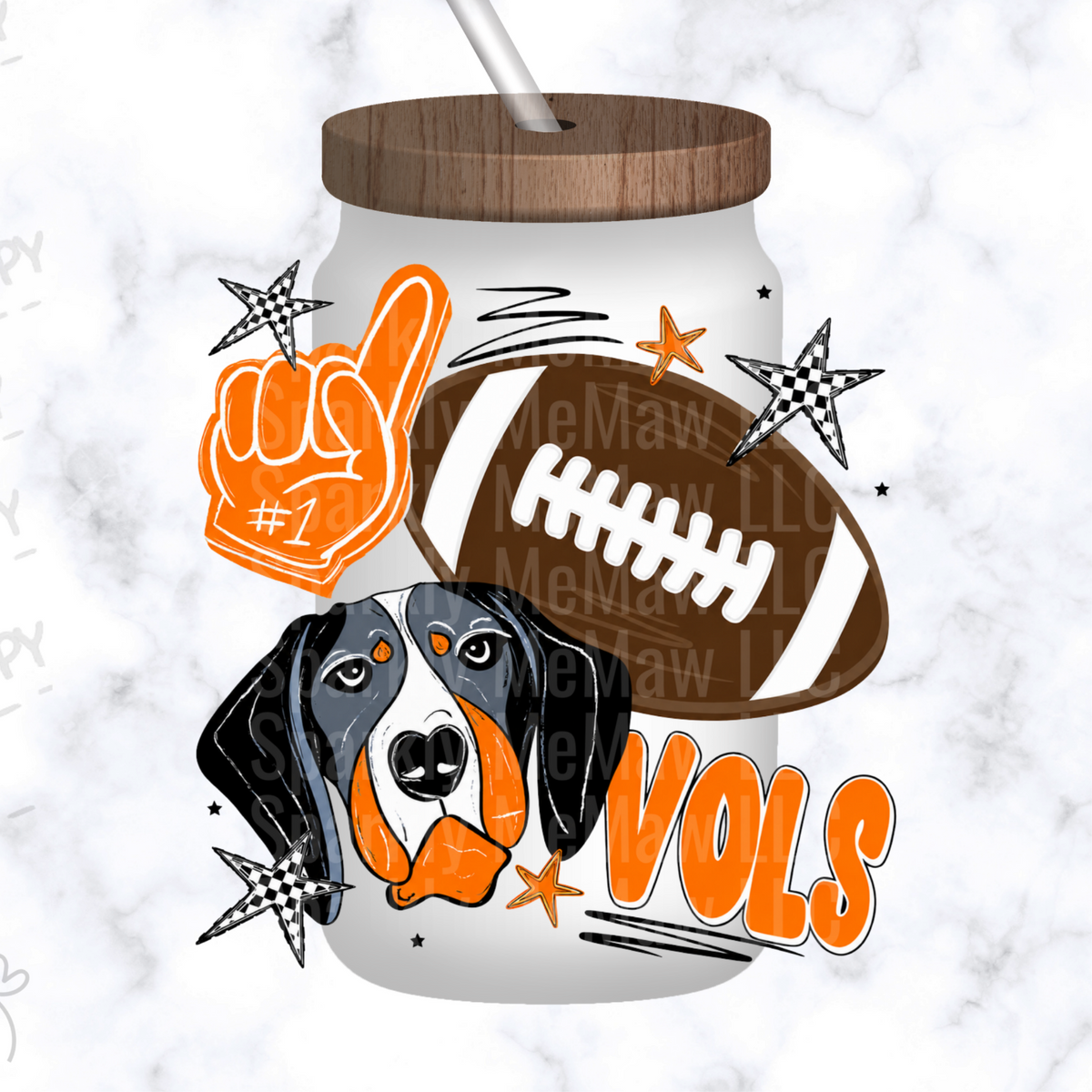 Tennessee Vols Bluetick Hound Football UV DTF Decal
