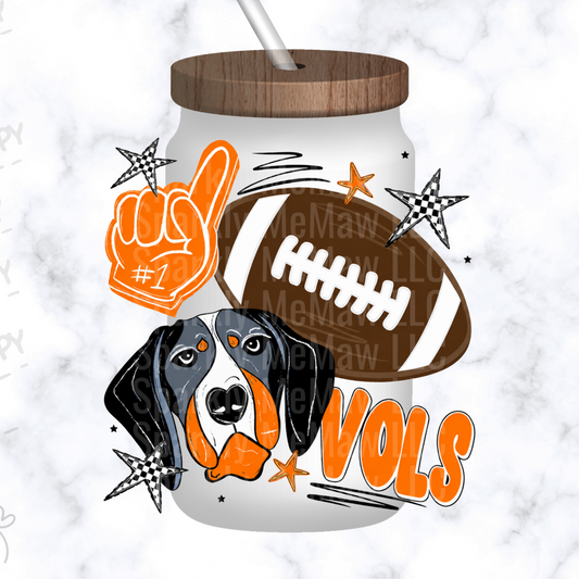 Tennessee Vols Bluetick Hound Football UV DTF Decal
