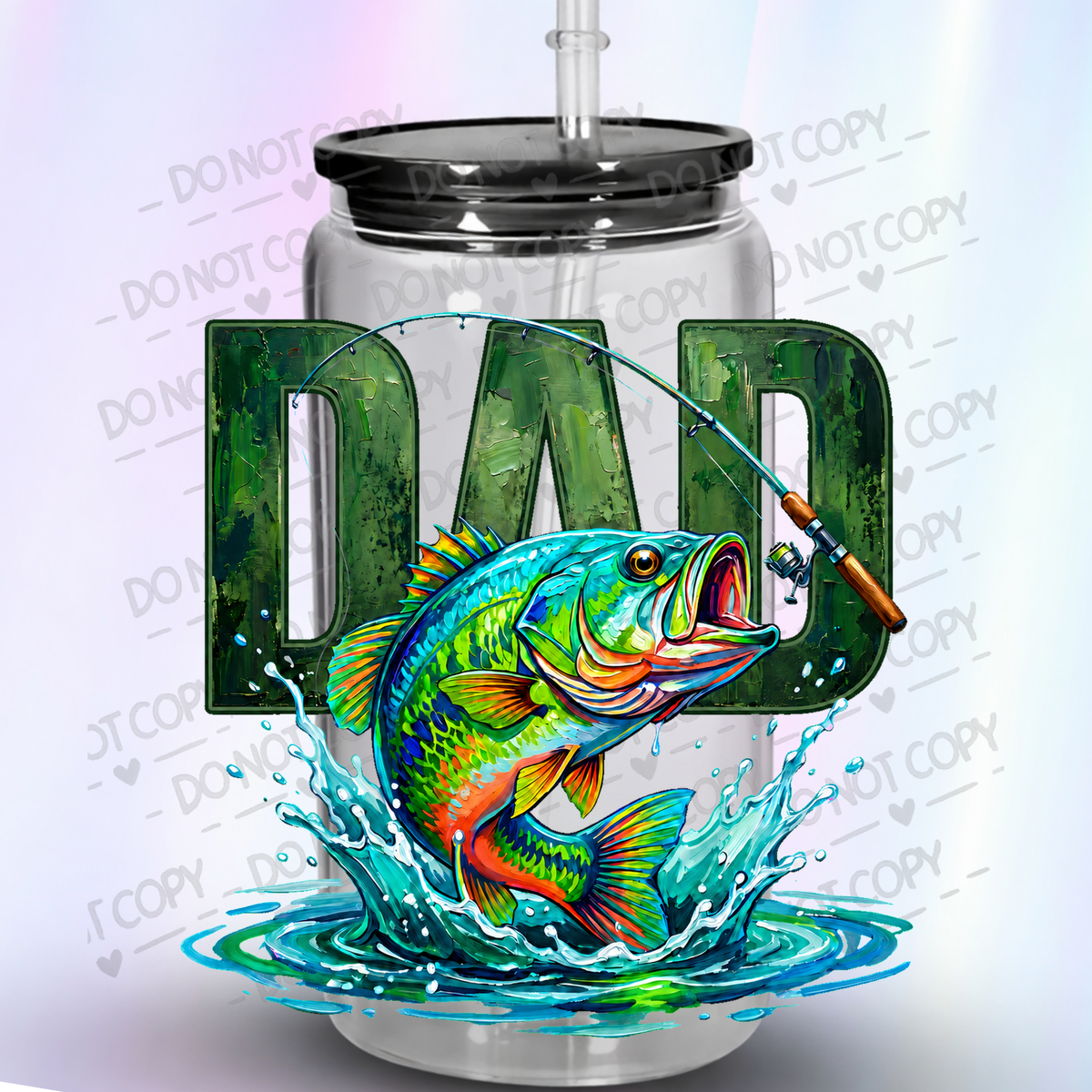DAD Fishing Bass Splash UV DTF Decal