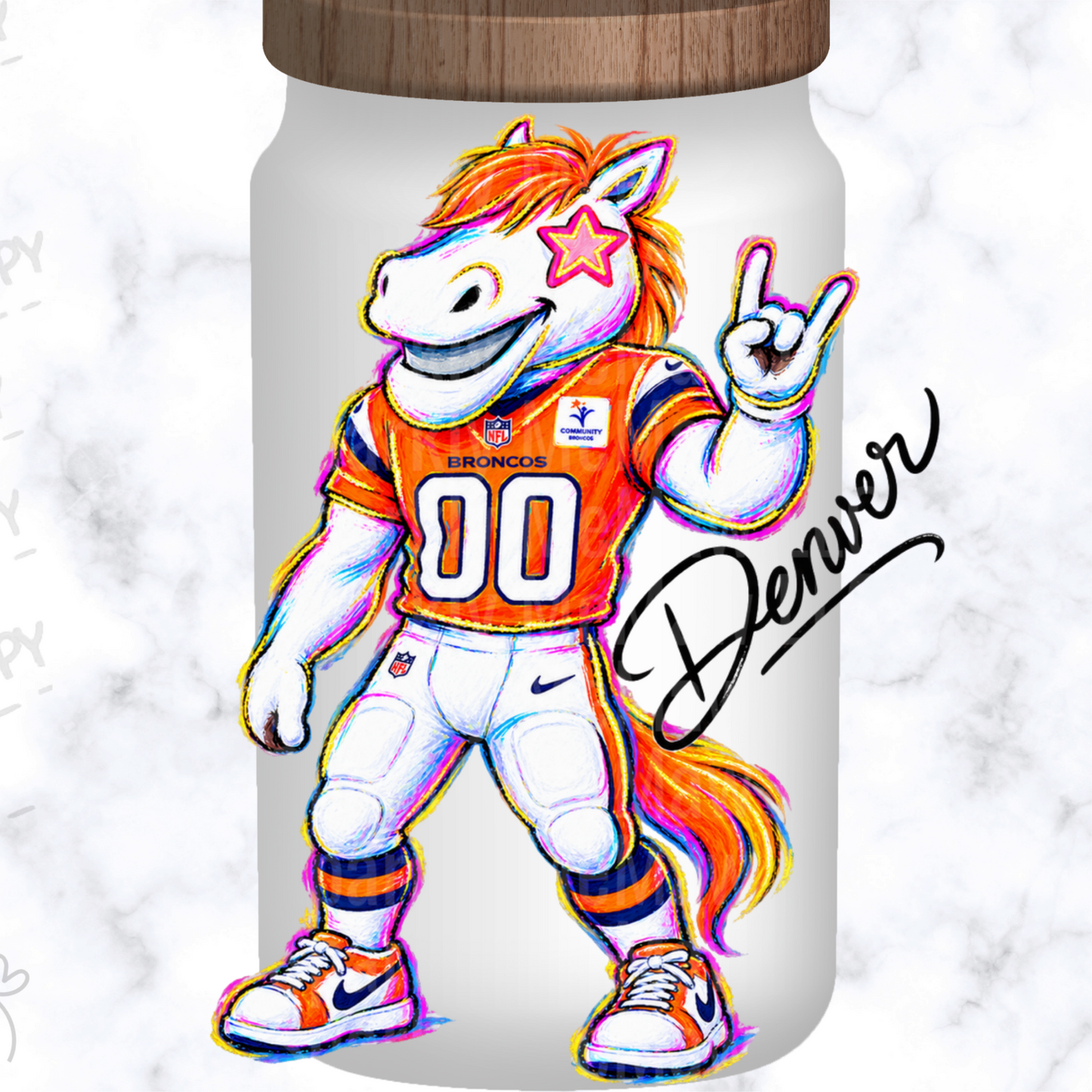 Denver Broncos Miles Mascot UV DTF Decal