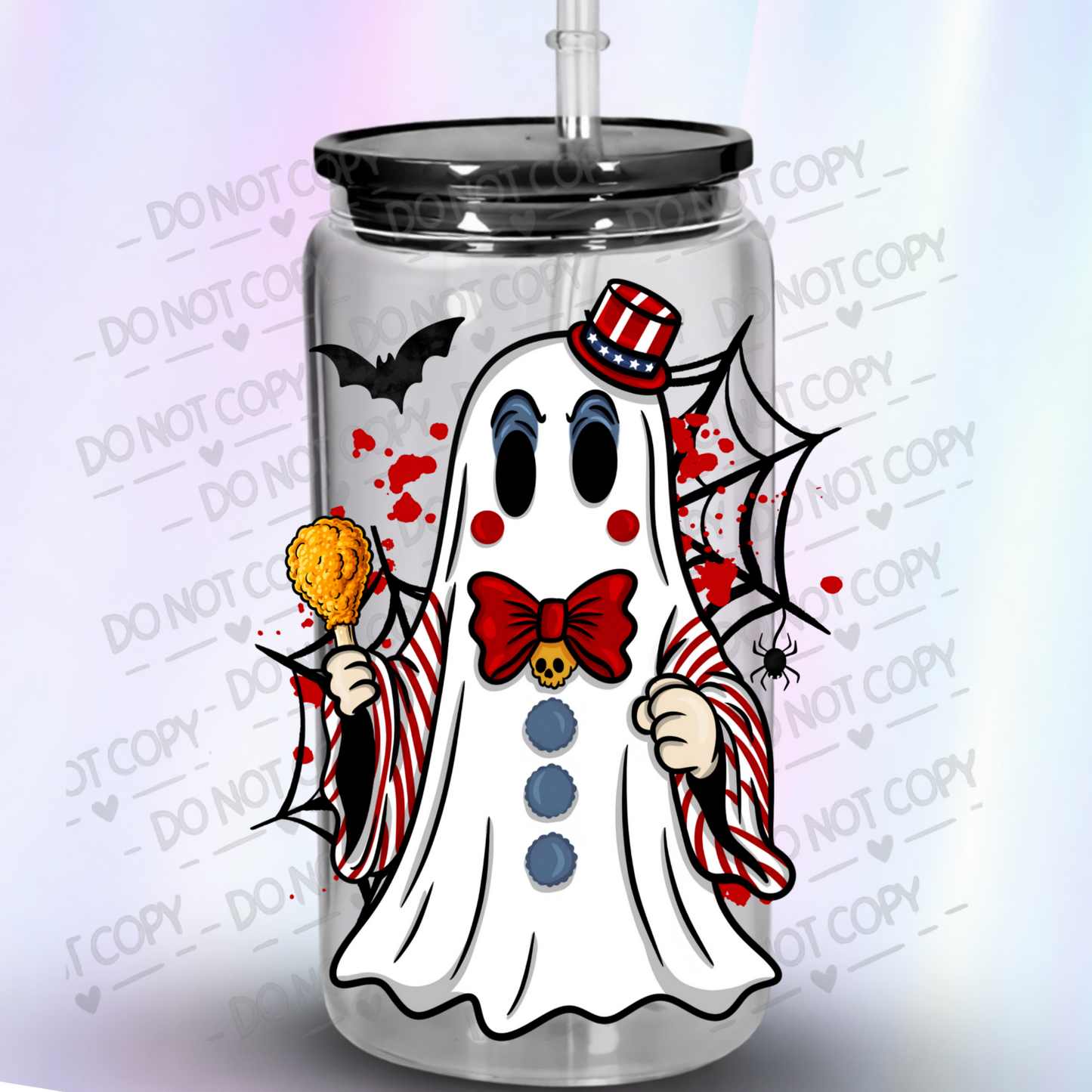 Patriotic Halloween Ghost UV DTF Decal