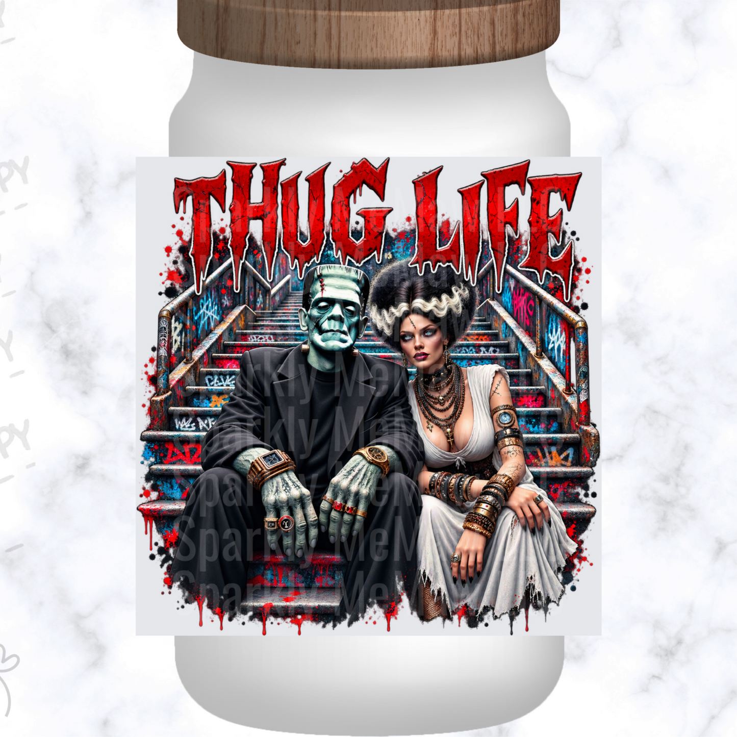 Frankenstein Couple Thug Life UV DTF Decal