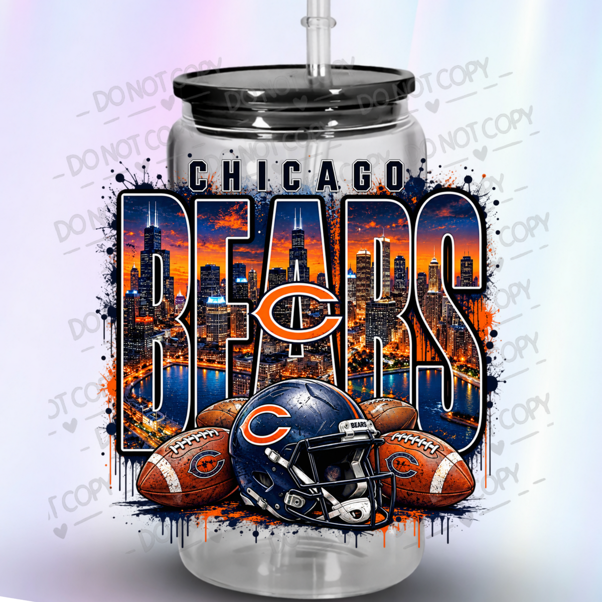 Chicago Bears Skyline Helmet UV DTF Decal