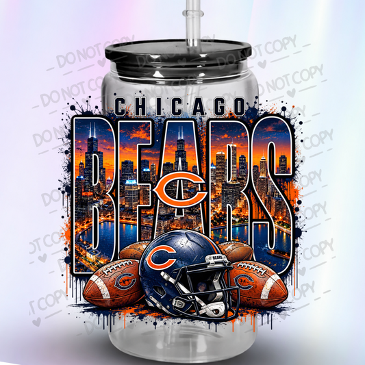 Chicago Bears Skyline Helmet UV DTF Decal