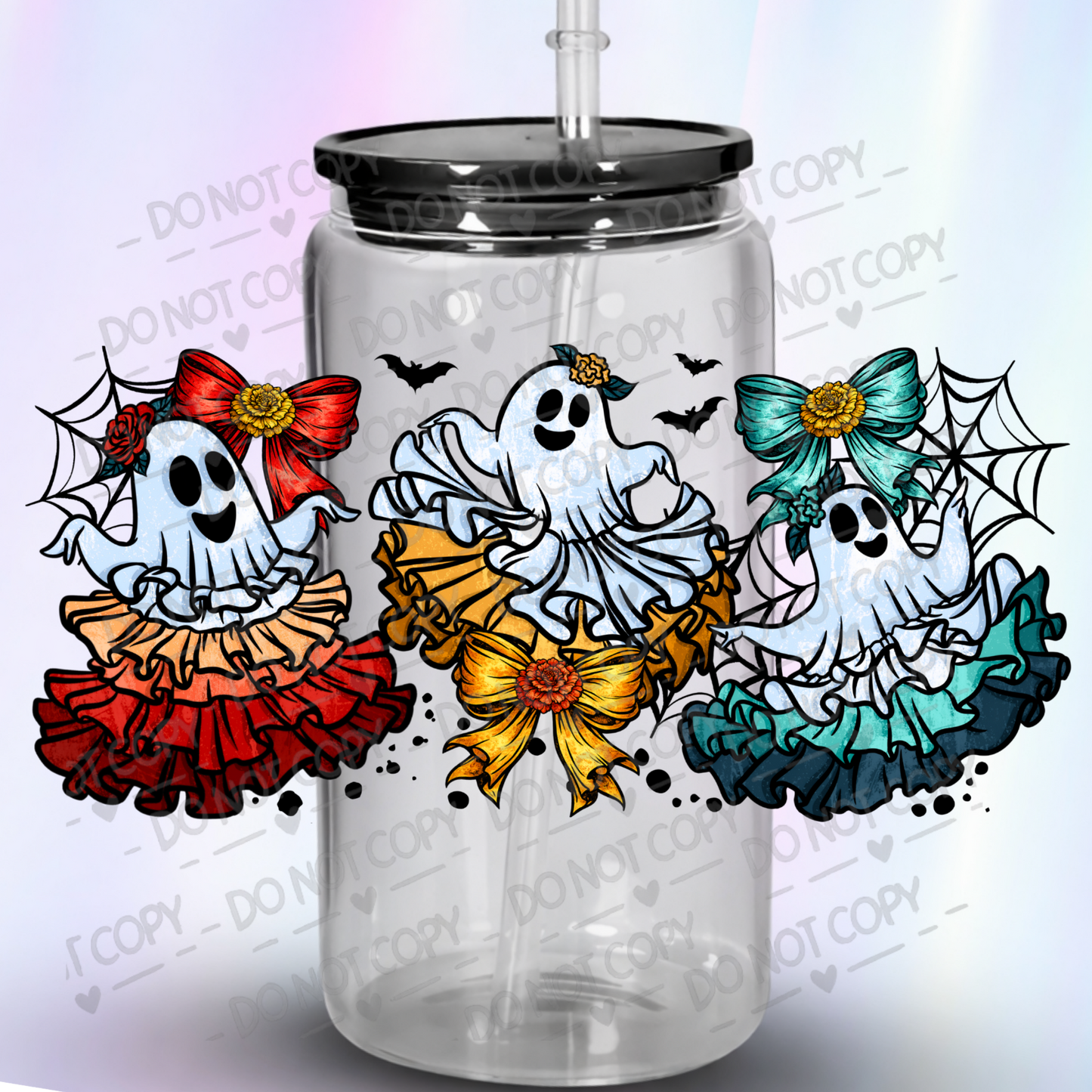 Three Girly Ghosts Halloween Trio is a UV DTF Wrap
