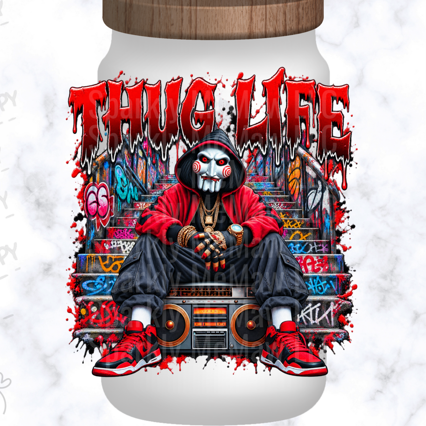 Thug Life Jigsaw Mask Drip This Is A UV DTF Decal