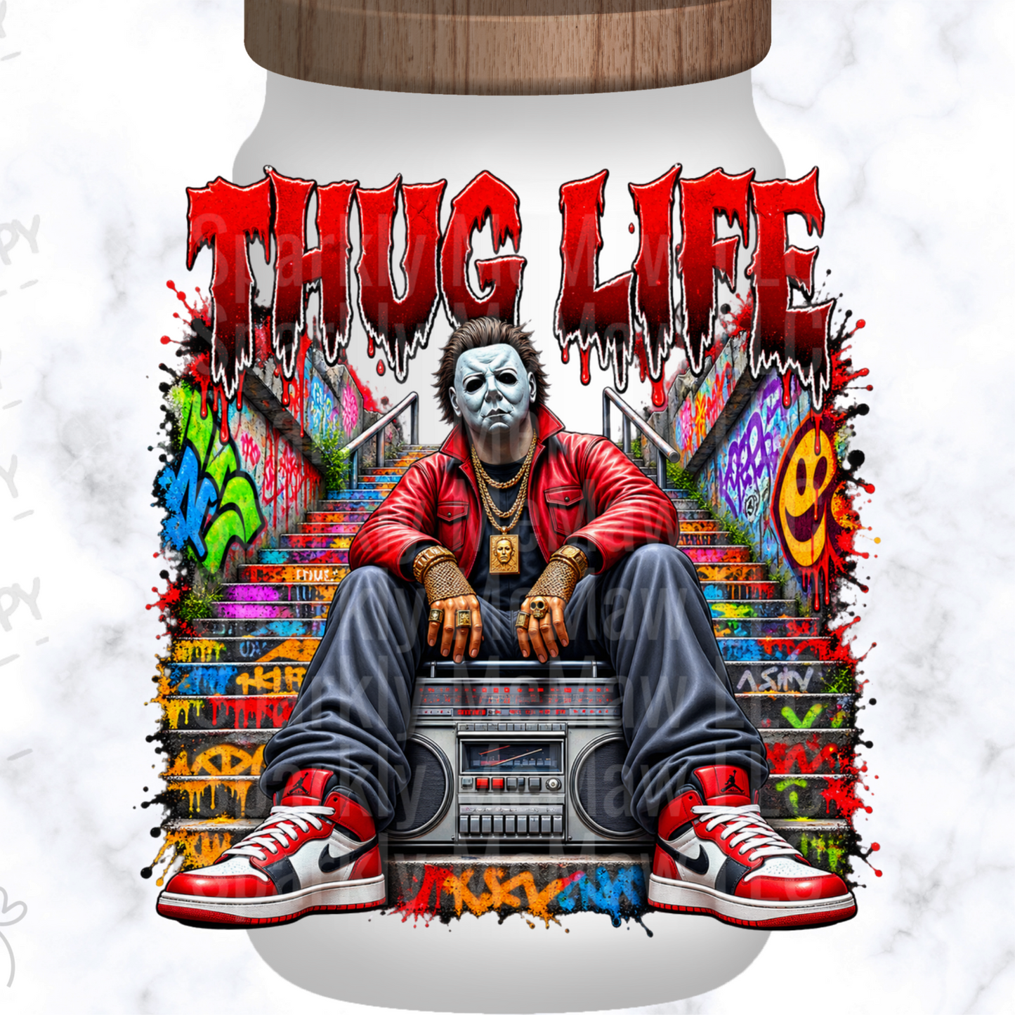 Thug Life Michael Myers Halloween UV DTF Decal