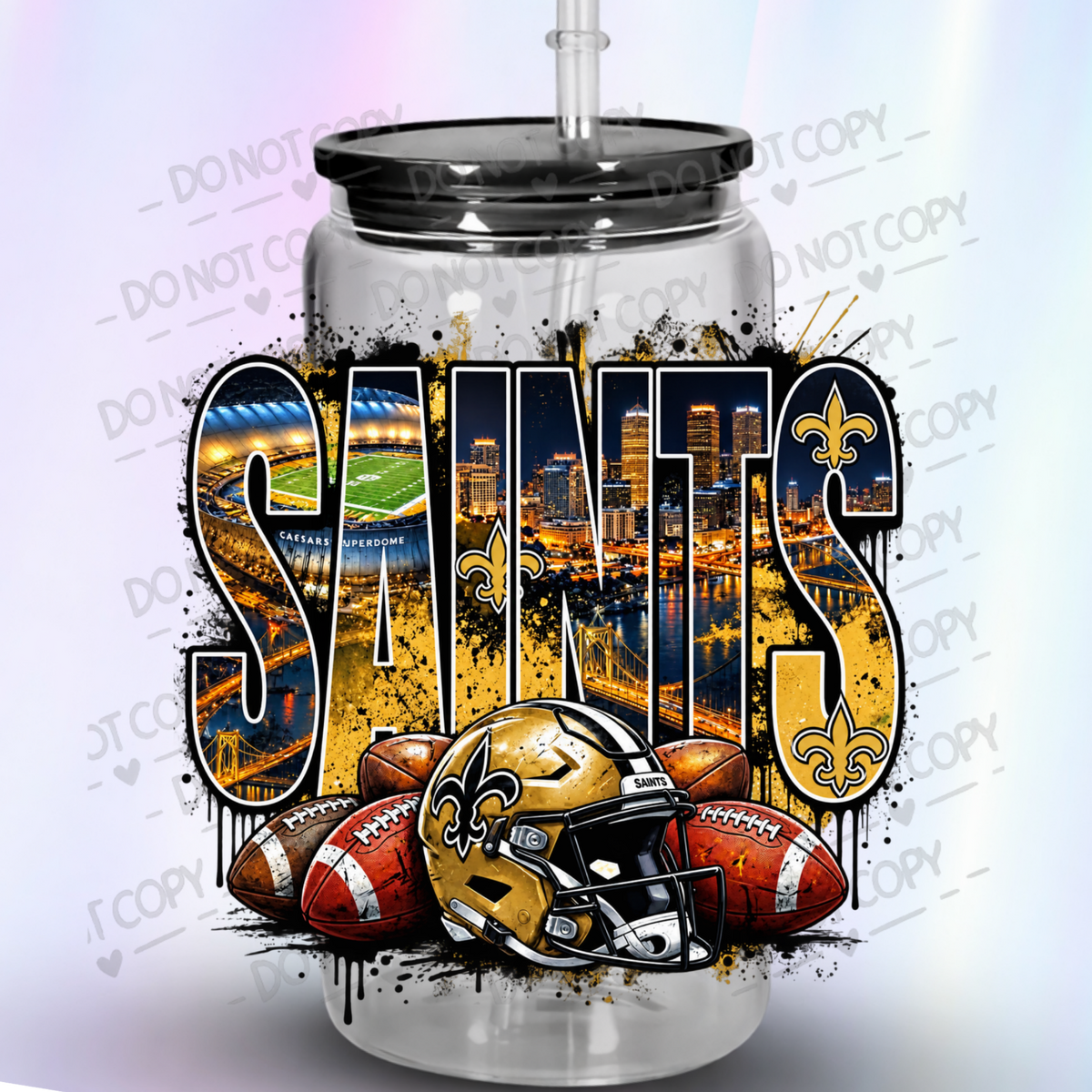 New Orleans Saints Grunge City UV DTF Decal