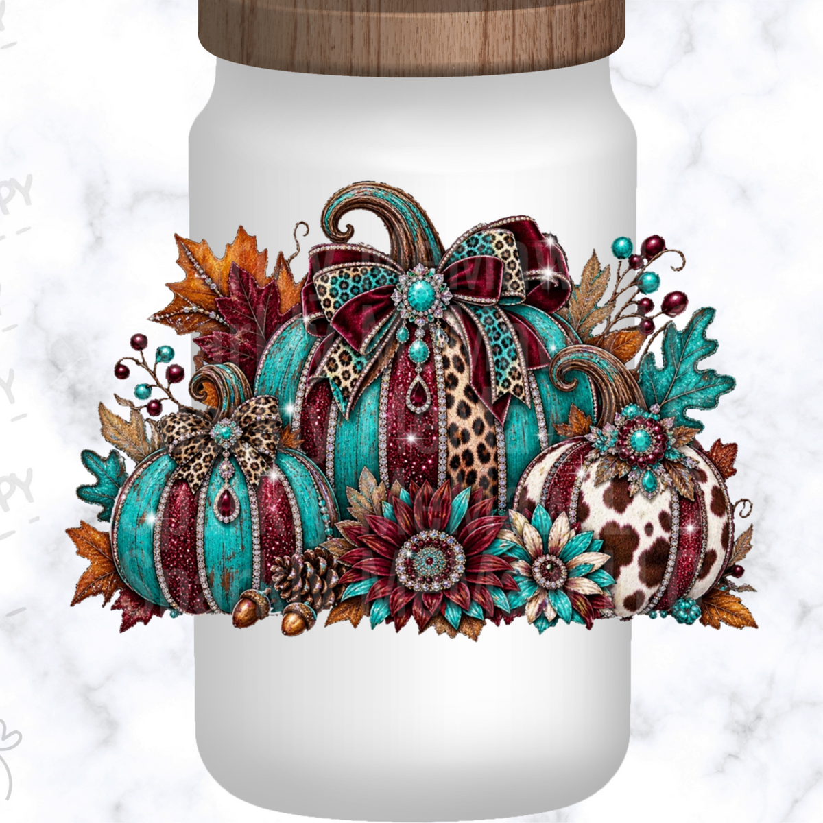 Bejeweled Leopard Pumpkins UV DTF Decal