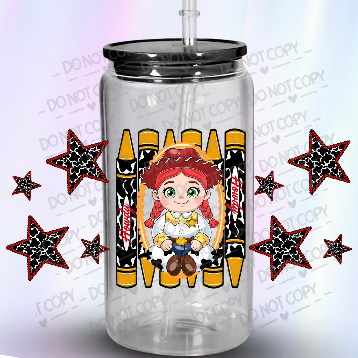 Jessie Howdy Crayons Cowgirl UV DTF Wrap