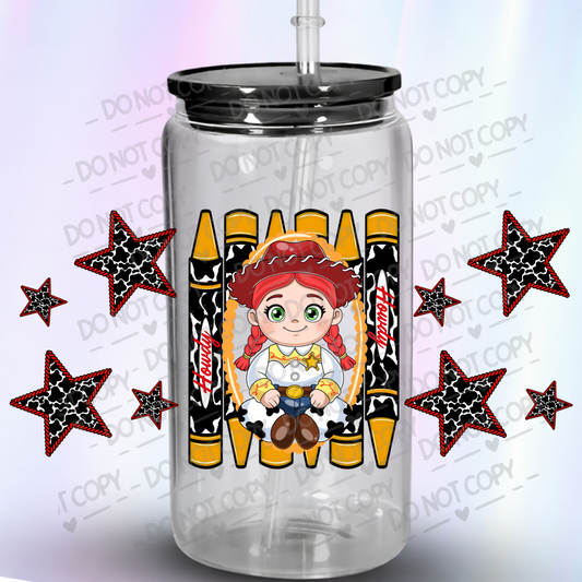 Jessie Howdy Crayons Cowgirl UV DTF Wrap