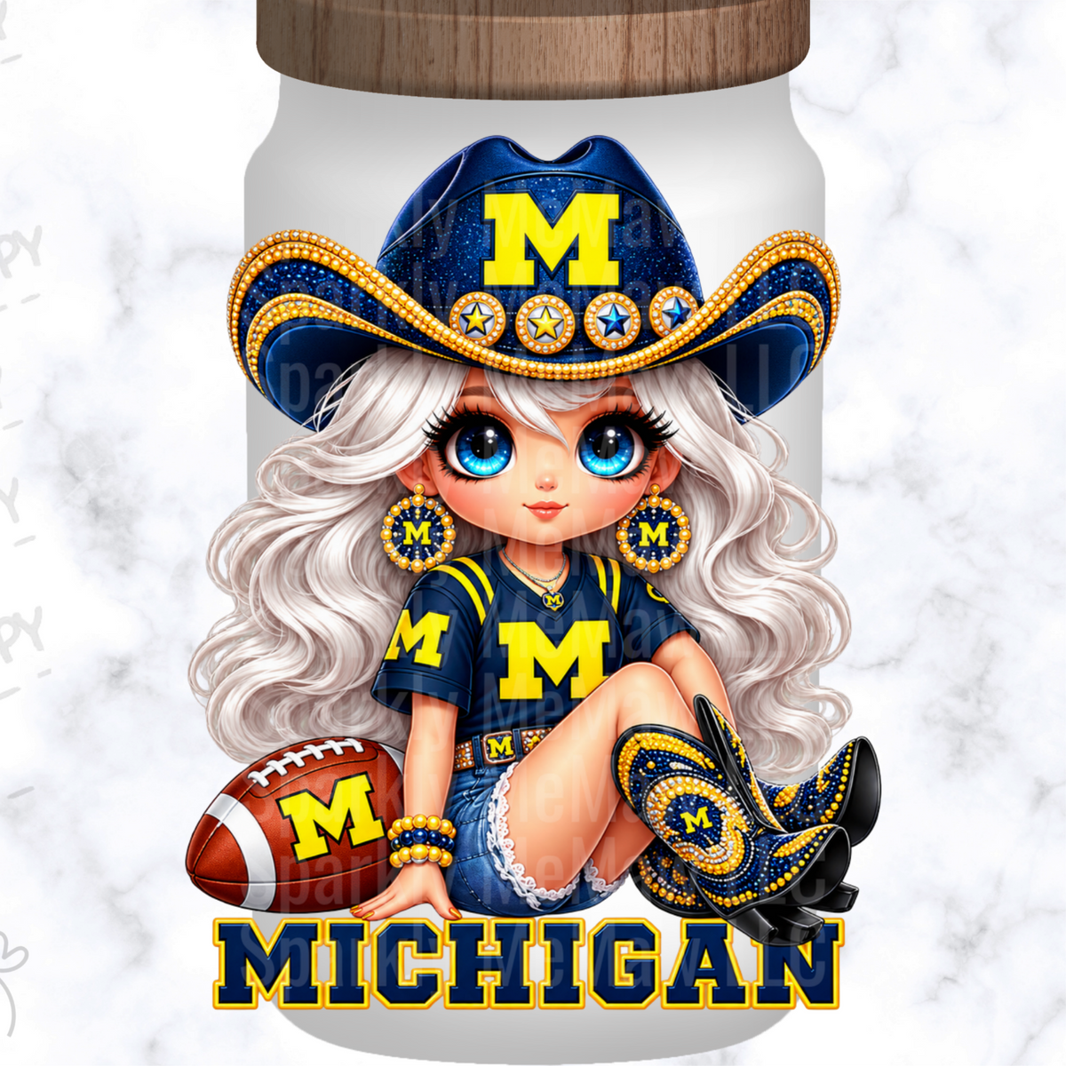 Cute Michigan Wolverines Cowgirl UV DTF Decal