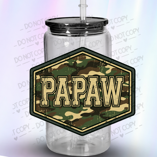 Papaw Camo Hexagon Badge UV DTF Decal