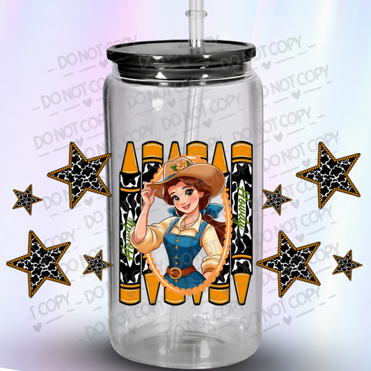 Belle Western Cowgirl Crayon UV DTF Wrap