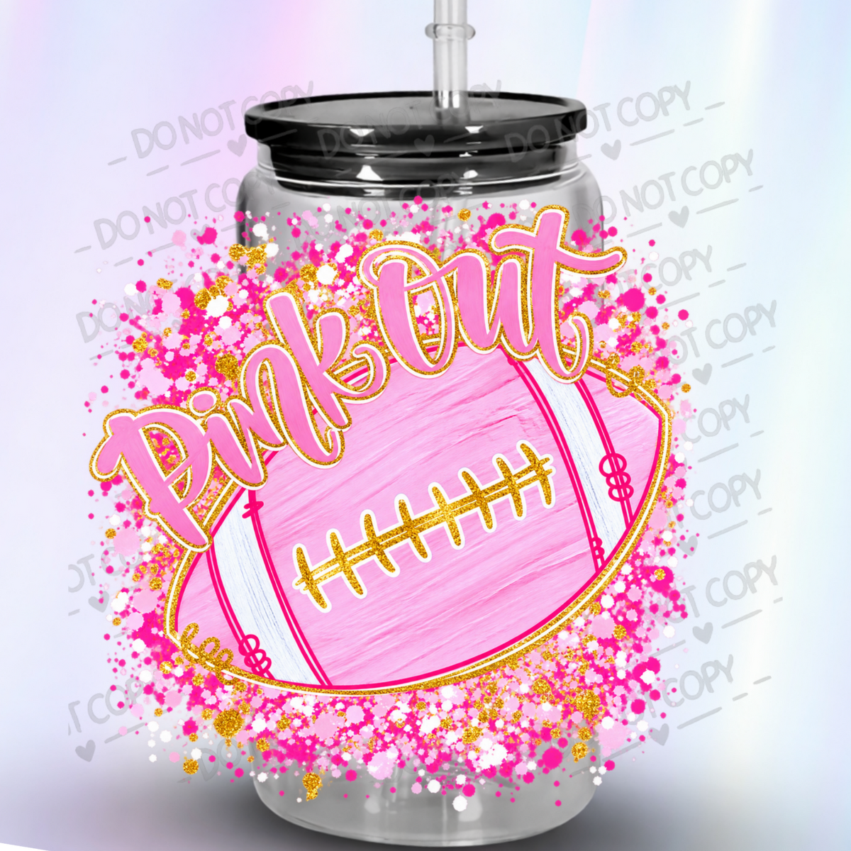 Pink Out Football UV DTF Decal