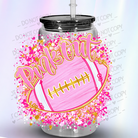 Pink Out Football UV DTF Decal