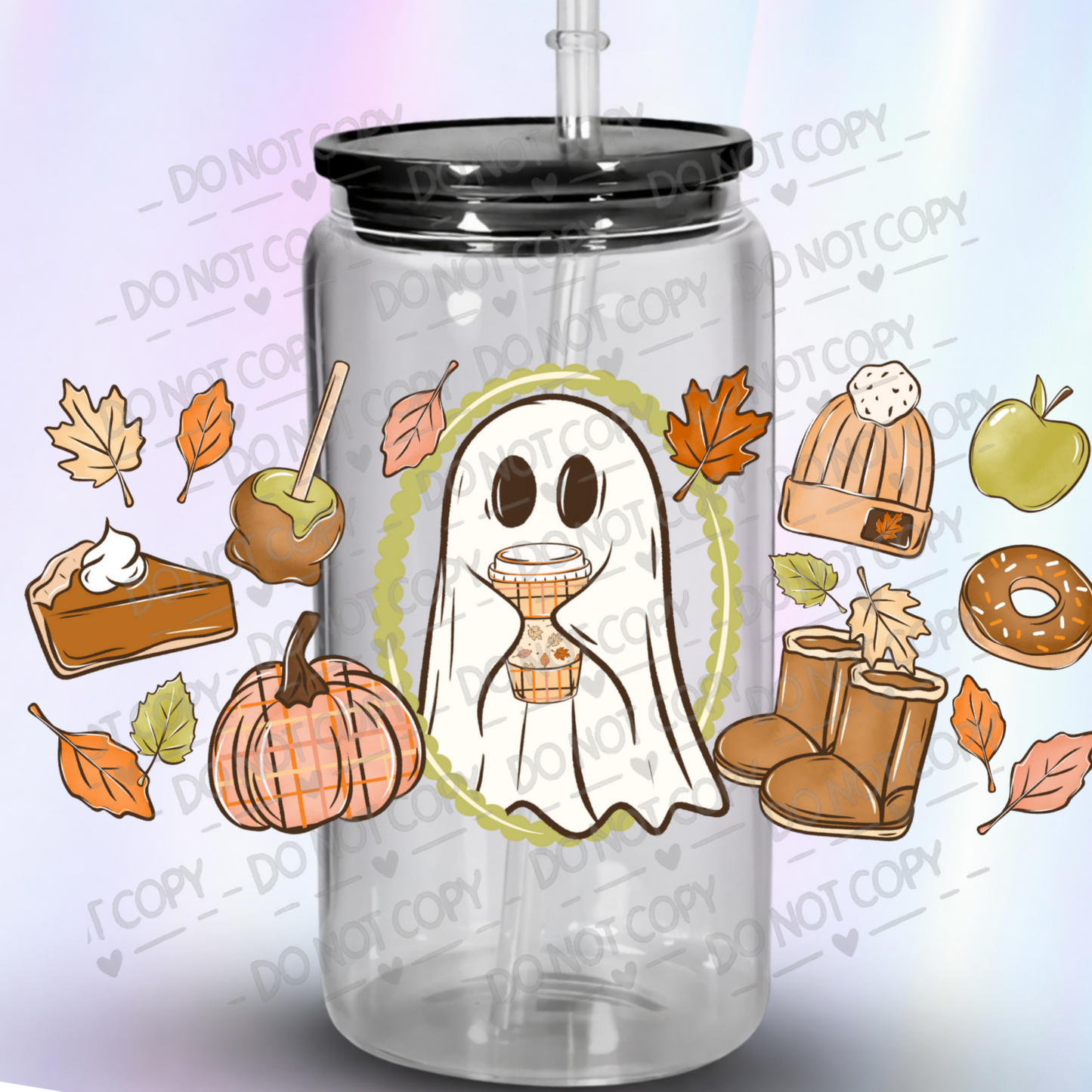 Cozy Fall Ghost Halloween UV DTF Wrap