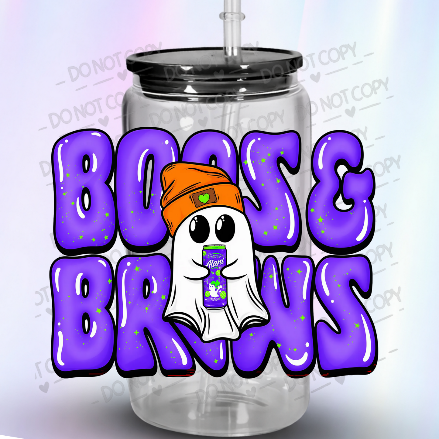 Boos and Brews Ghost Halloween UV DTF Decal