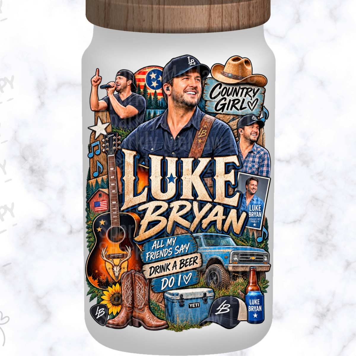 Luke Bryan Country Music Collage UV DTF Decal