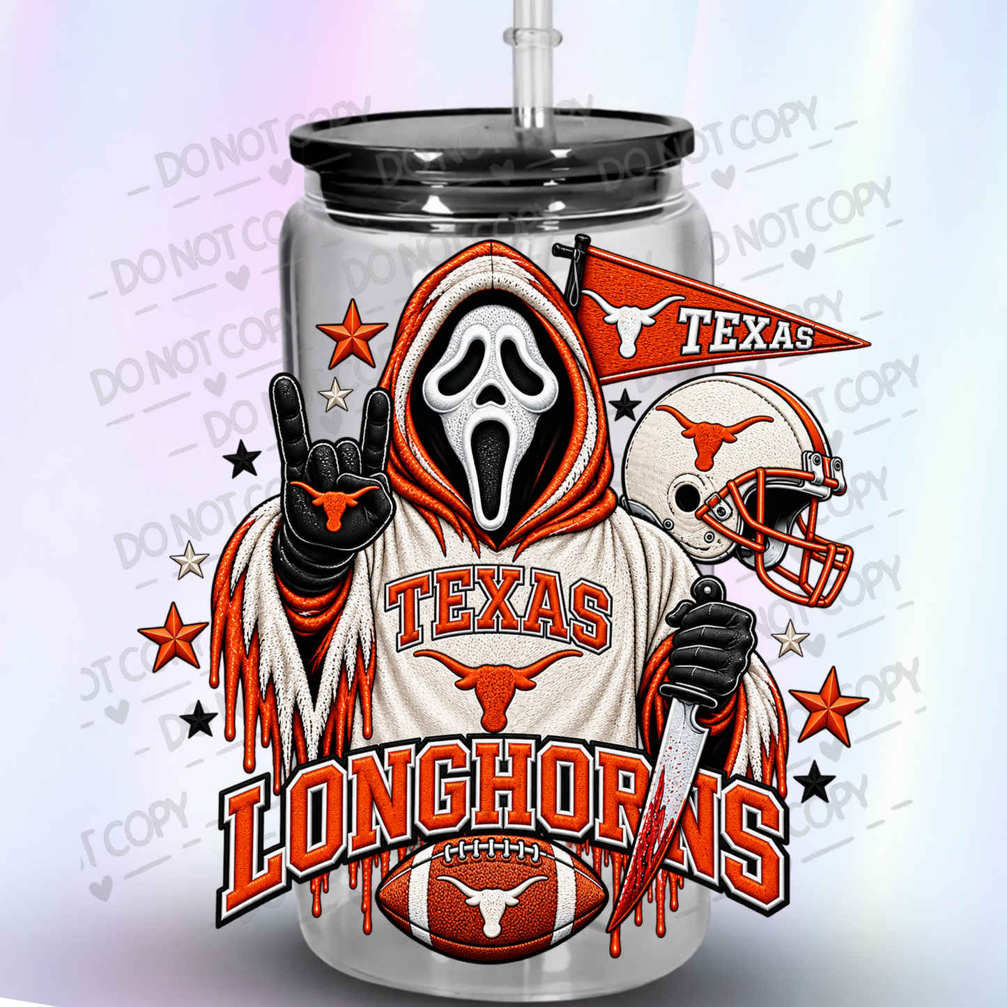 Texas Longhorns Ghostface Halloween UV DTF Decal