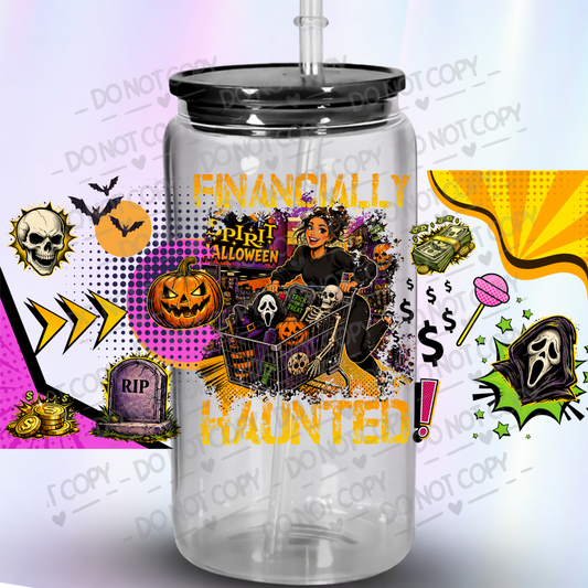 Financially Haunted Halloween Shopper UV DTF Wrap