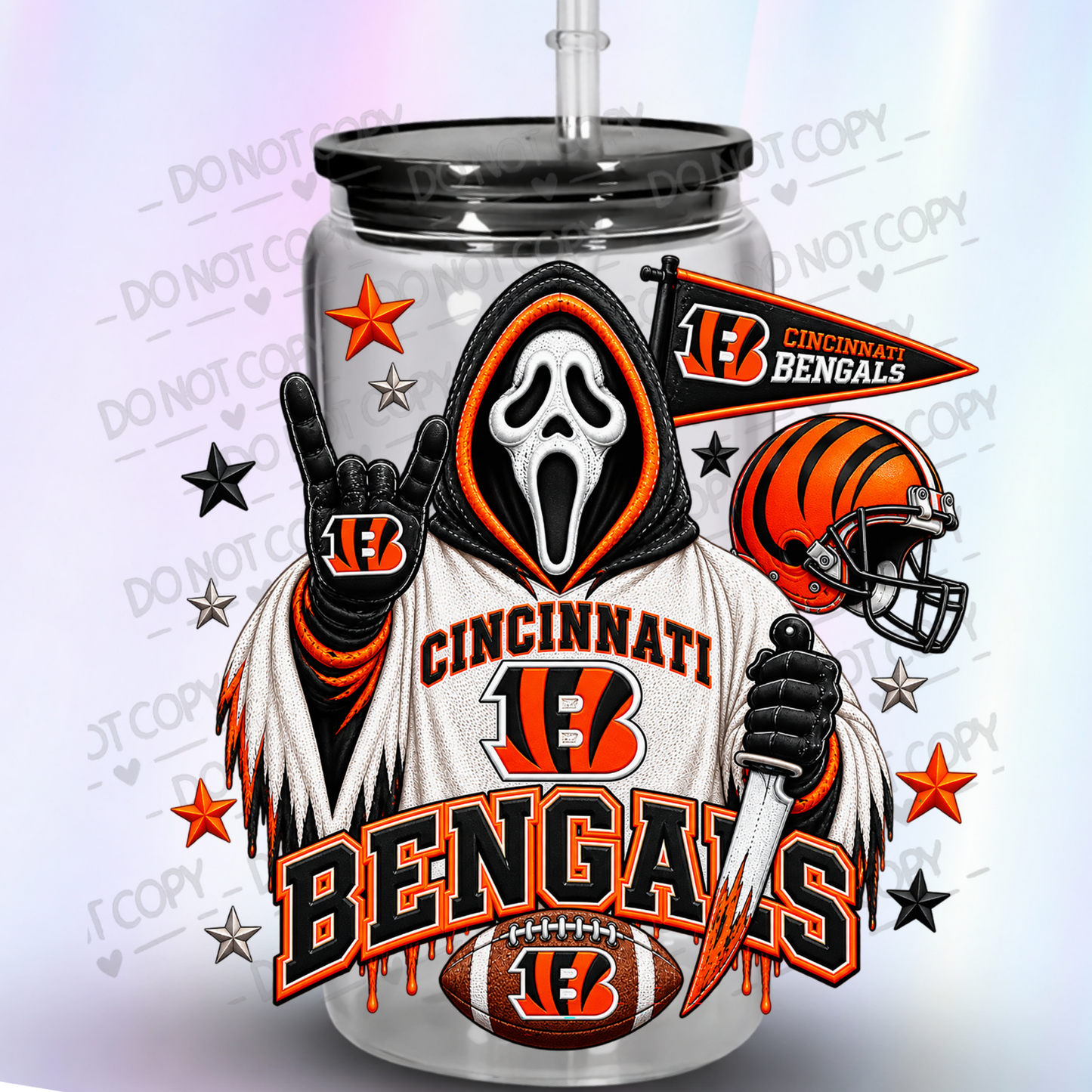 Bengals Ghostface Halloween Horror UV DTF Decal