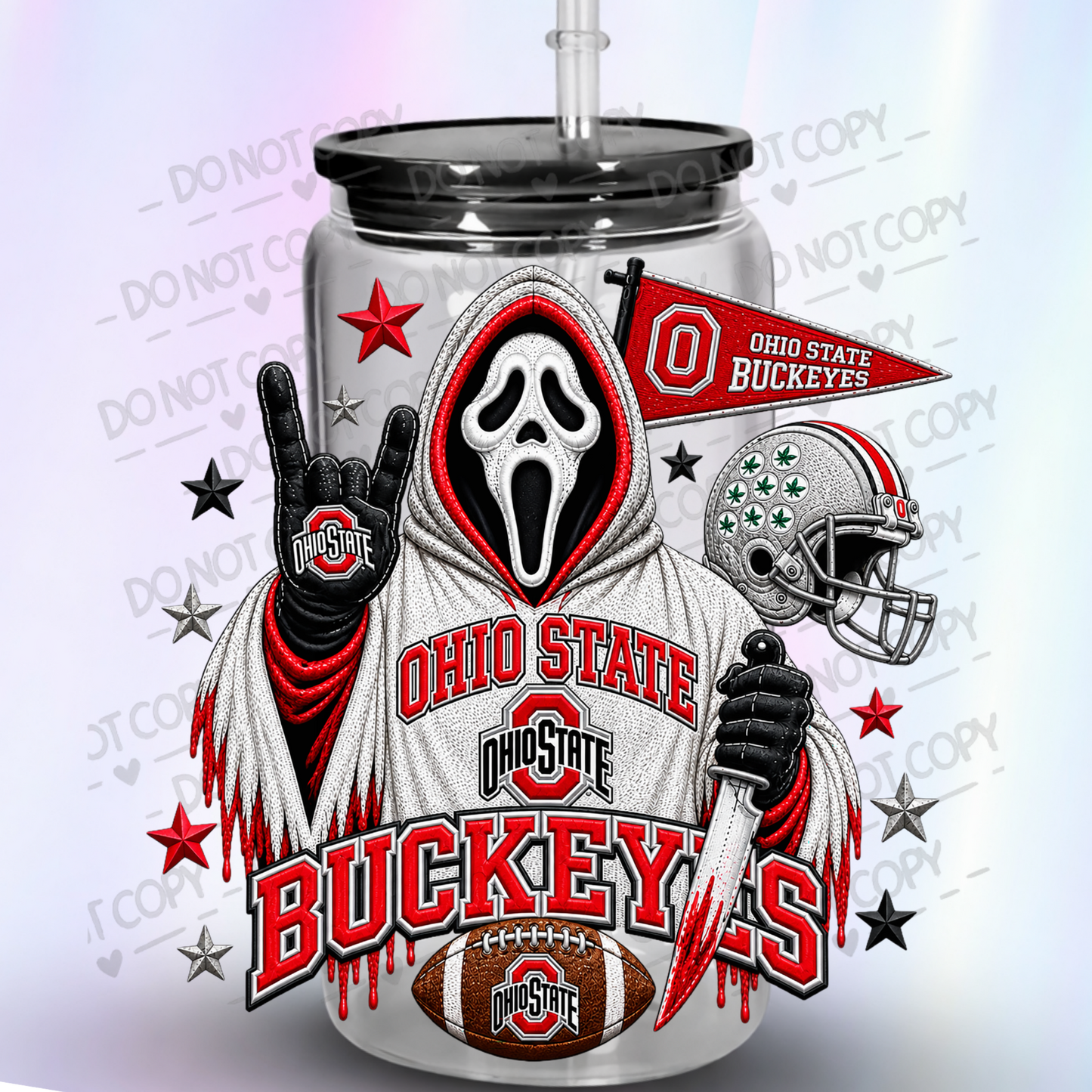Ohio State Buckeyes Ghostface Horror UV DTF Decal